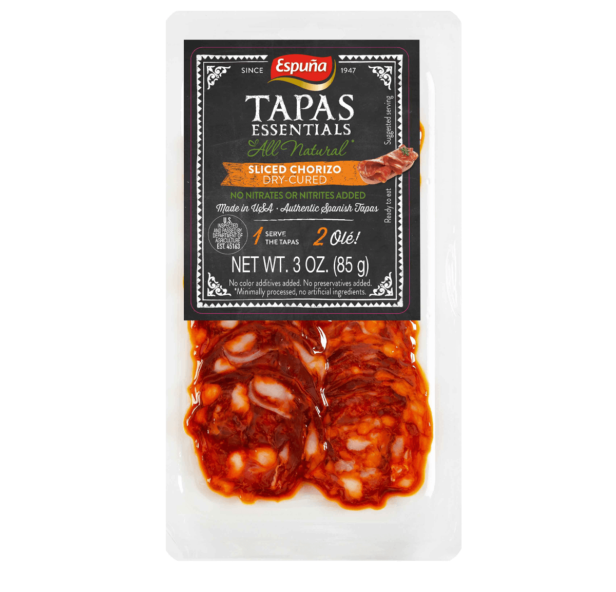 Mild chorizo slices 3 oz. all natural