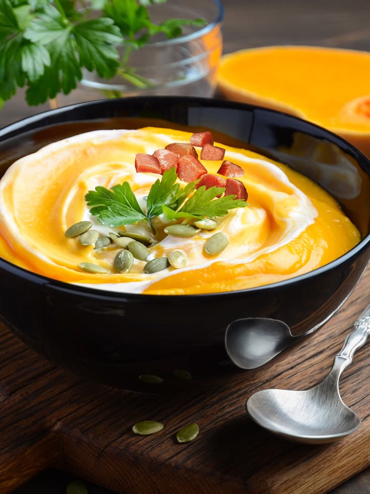 CREAM OF PUMPKIN WITH MINI HAM